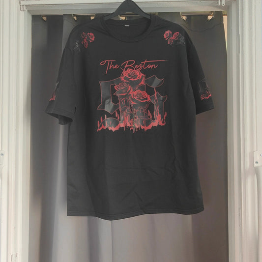 The Boston Red Rose Graphic T Shirt Black Size S Goth Grunge Alt Top