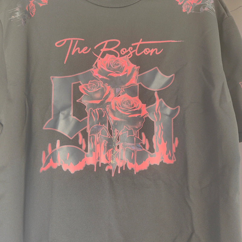 The Boston Red Rose Graphic T Shirt Black Size S Goth Grunge Alt Top