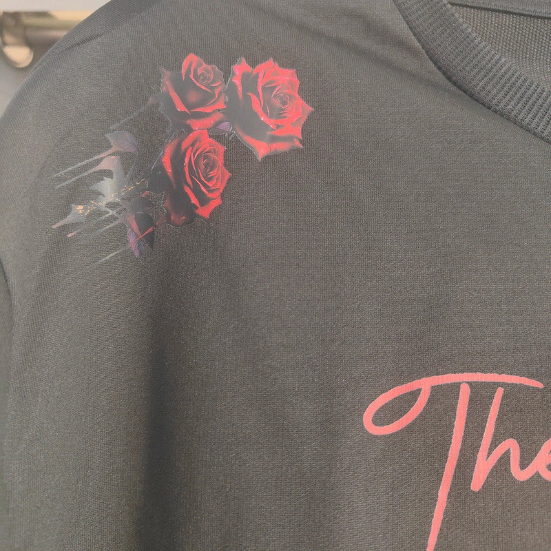 The Boston Red Rose Graphic T Shirt Black Size S Goth Grunge Alt Top