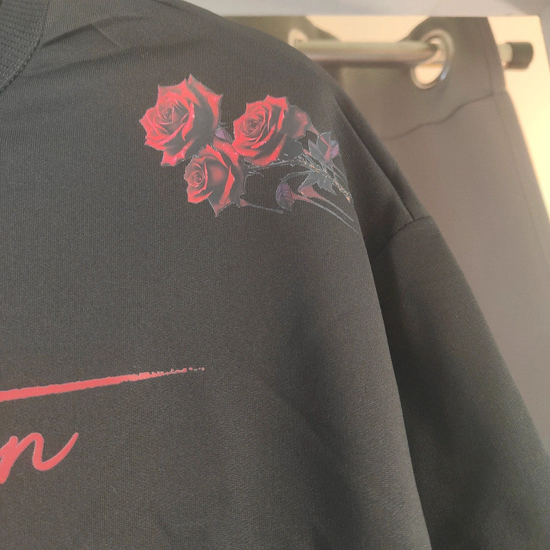 The Boston Red Rose Graphic T Shirt Black Size S Goth Grunge Alt Top