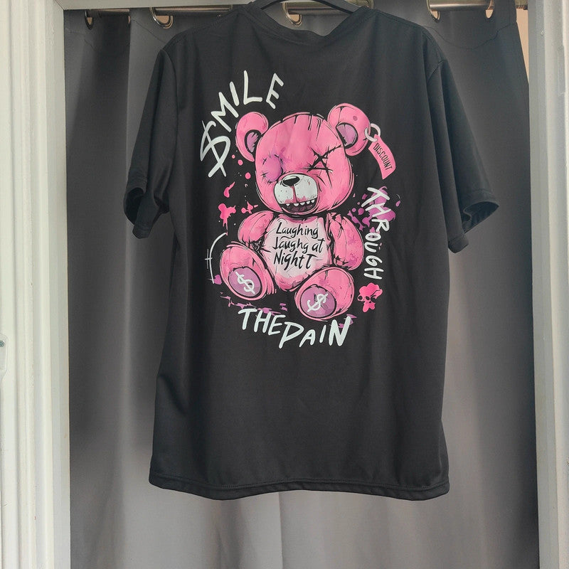 Black Graphic Teddy Bear Oversized T Shirt Size L Emo Goth Alt Streetwear