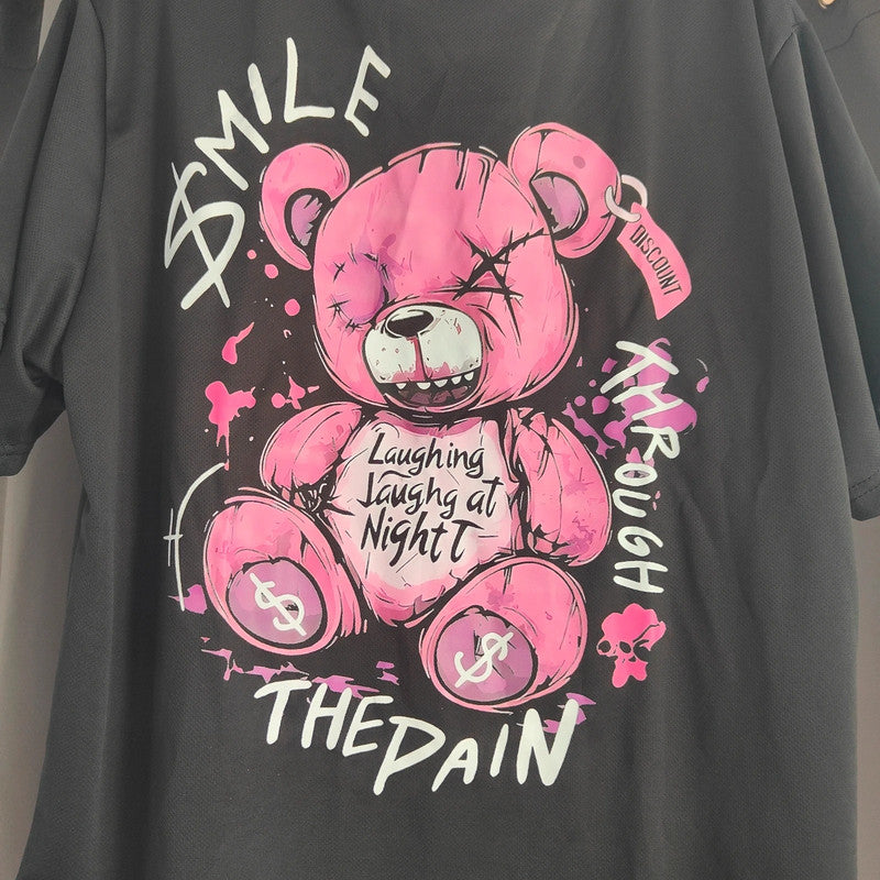Black Graphic Teddy Bear Oversized T Shirt Size L Emo Goth Alt Streetwear