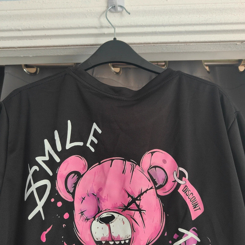 Black Graphic Teddy Bear Oversized T Shirt Size L Emo Goth Alt Streetwear