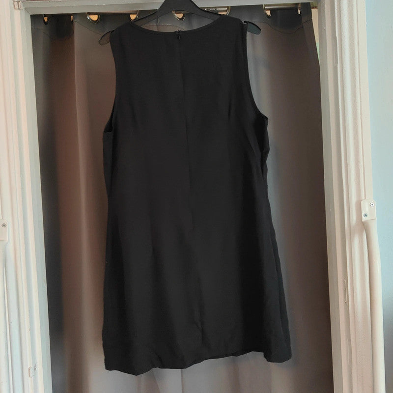 shein Curve Black Utility Mini Dress 0XL Zip Up Tie Waist