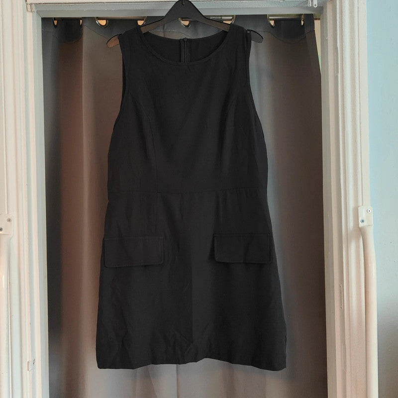 shein Curve Black Utility Mini Dress 0XL Zip Up Tie Waist
