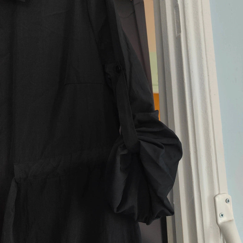 shein Curve Black Utility Mini Dress 0XL Zip Up Tie Waist