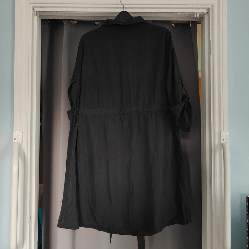 shein Curve Black Utility Mini Dress 0XL Zip Up Tie Waist