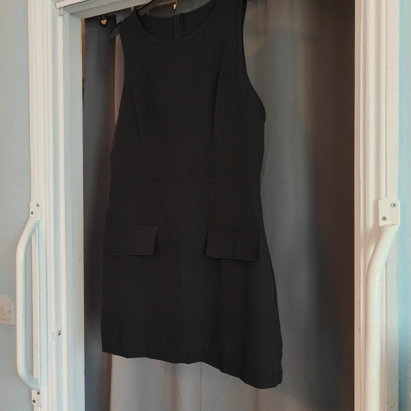 shein Curve Black Utility Mini Dress 0XL Zip Up Tie Waist