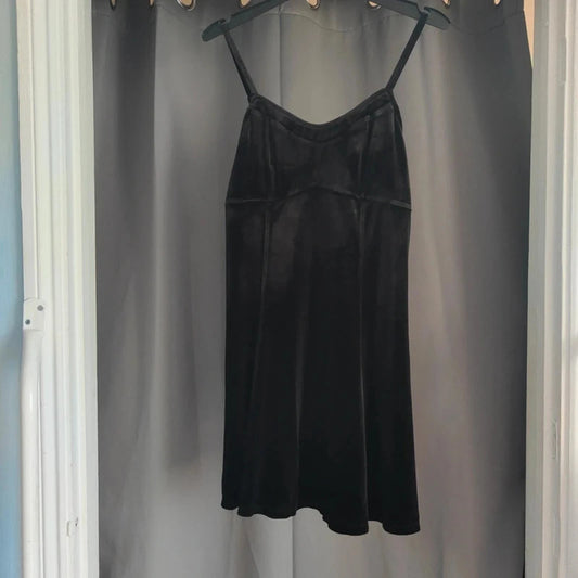 Hollister Black Velvet Mini Dress Size S Small Y2K Grunge Goth Party Slim Fit
