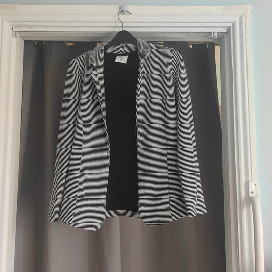 Next Striped Textured Jersey Blazer Jacket Black White UK 10 Office Casual