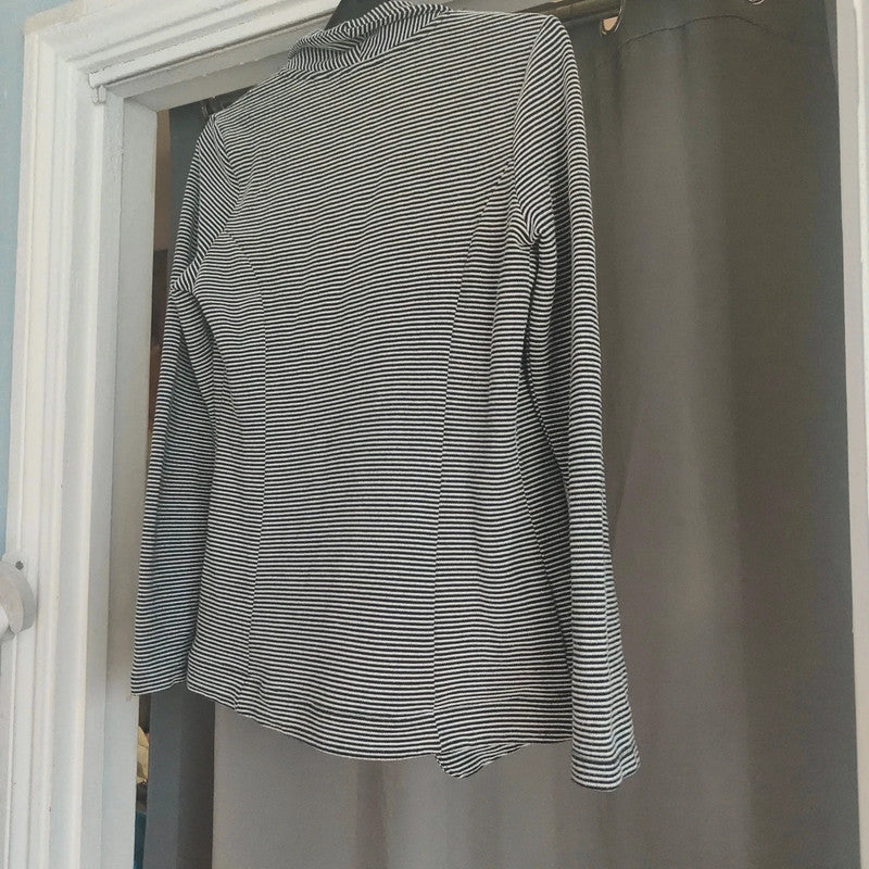 Next Striped Textured Jersey Blazer Jacket Black White UK 10 Office Casual