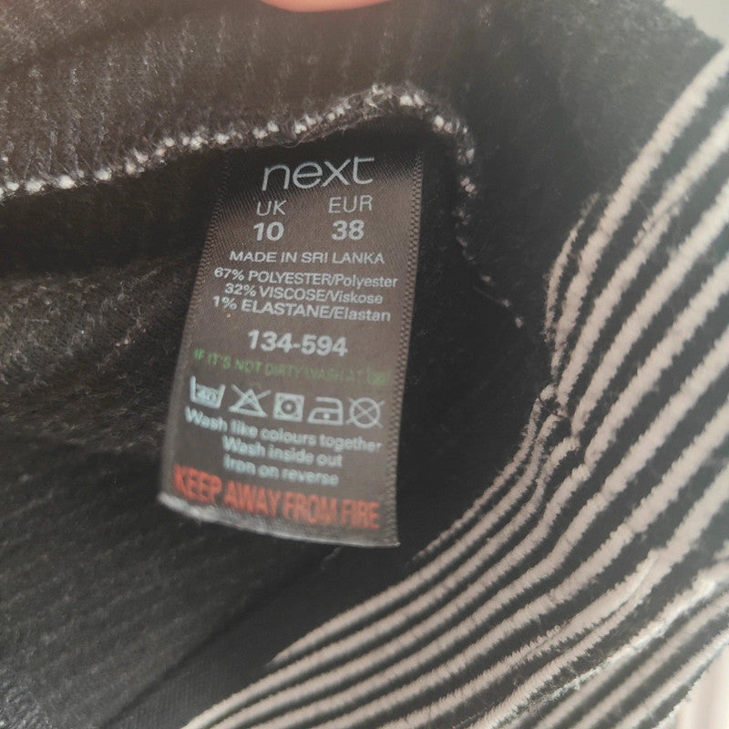 Next Striped Textured Jersey Blazer Jacket Black White UK 10 Office Casual