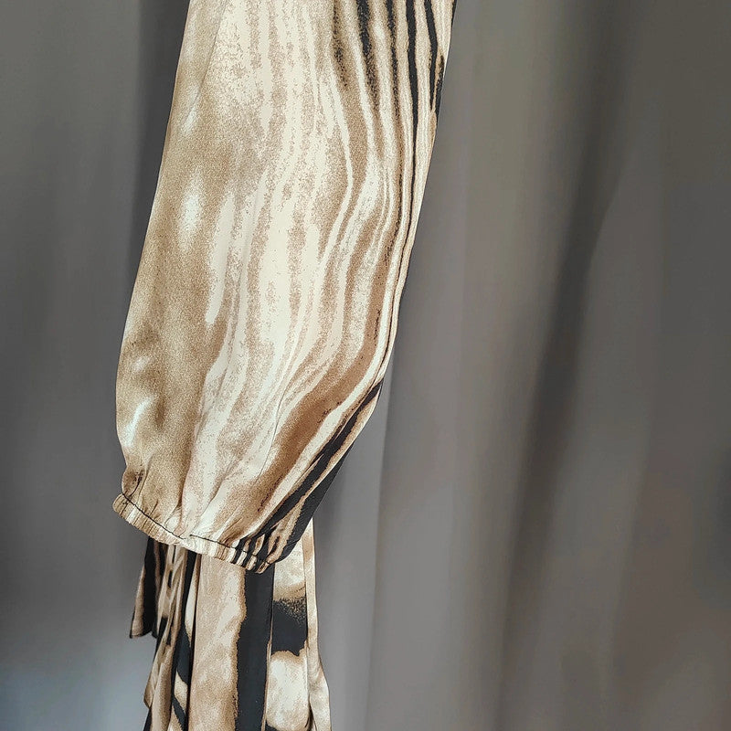 AX Paris Zebra Print Long Sleeve Mini Dress Size 8 Neutral Animal Print