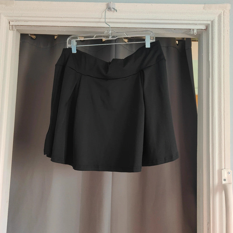 SHEIN Black Pleated Mini Skirt 2XL High Waisted Y2K Skater Coquette