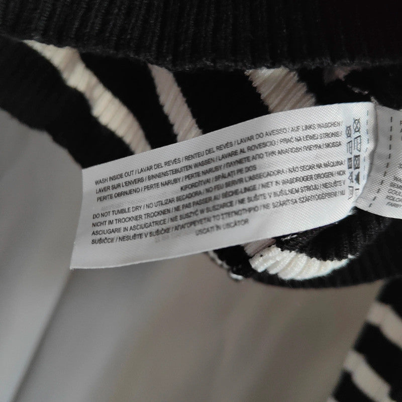 Primark Cares Small Black and White Striped Ribbed Long Sleeve Top UK 10/12