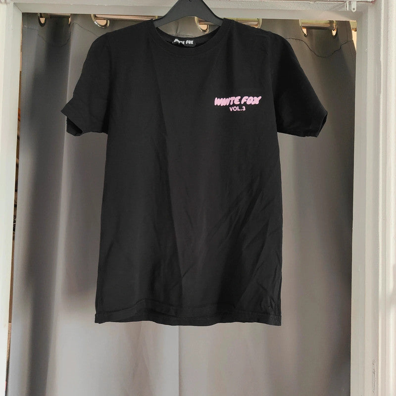 White Fox Boutique Graphic T-Shirt | Vol 3 Pink Logo Black Oversized