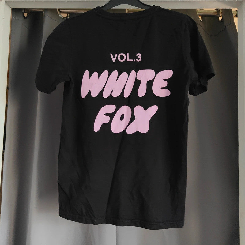 White Fox Boutique Graphic T-Shirt | Vol 3 Pink Logo Black Oversized