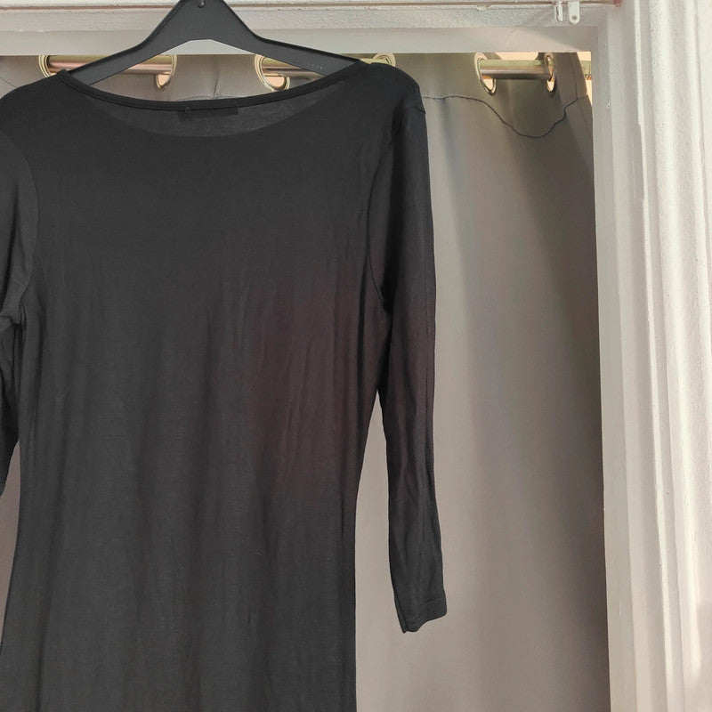 Boohoo UK 10 Black Pumpkin Halloween Bodycon Mini Dress Long Sleeve