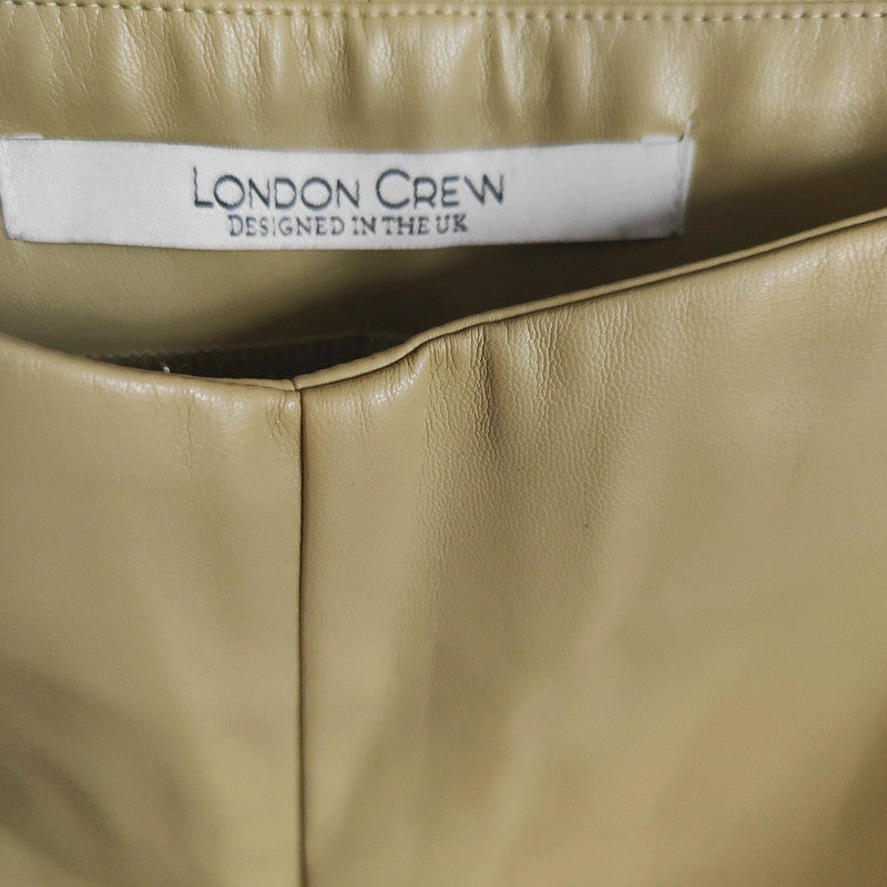 London Crew Mini Skirt Size S // Olive Green Vegan Leather 90s Y2K