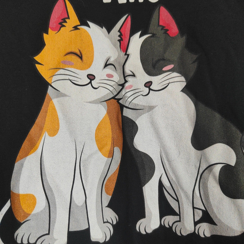 Just a Girl Who Loves Cats Black T-Shirt Size M Graphic Tee Cute Aesthetic
