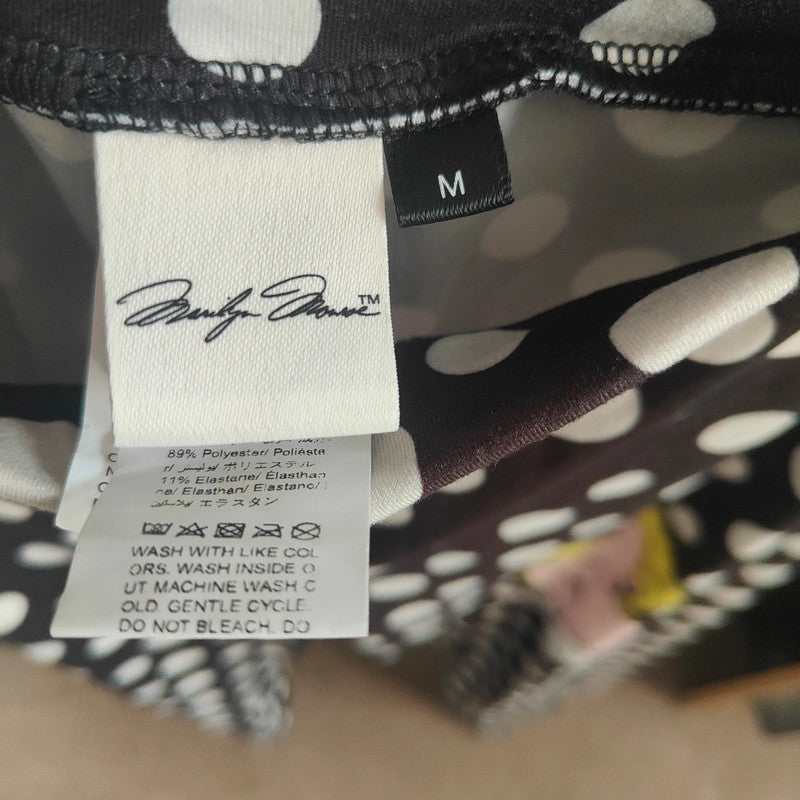 shein X Marilyn Monroe Polka Dot Leggings Size M Medium Black White