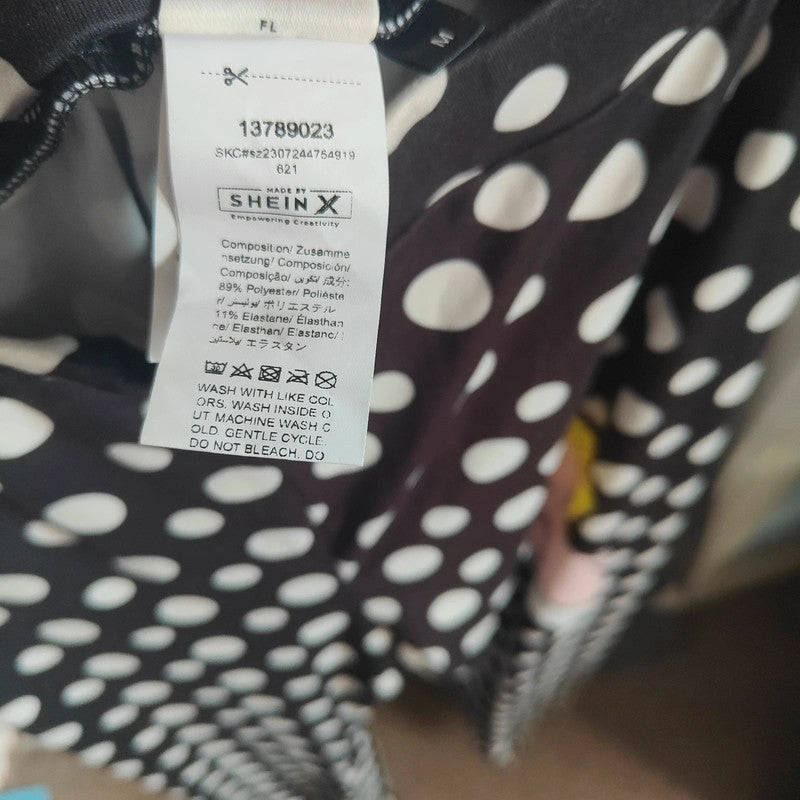 shein X Marilyn Monroe Polka Dot Leggings Size M Medium Black White