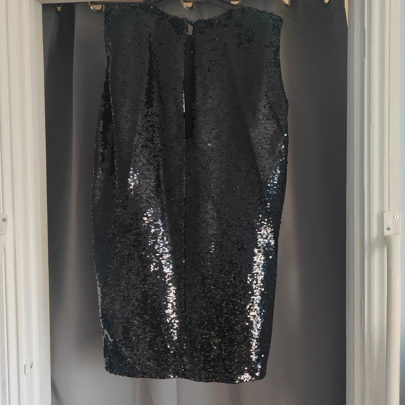 Absence of Colour Black Sequin Mini Dress | Size S Small Party
