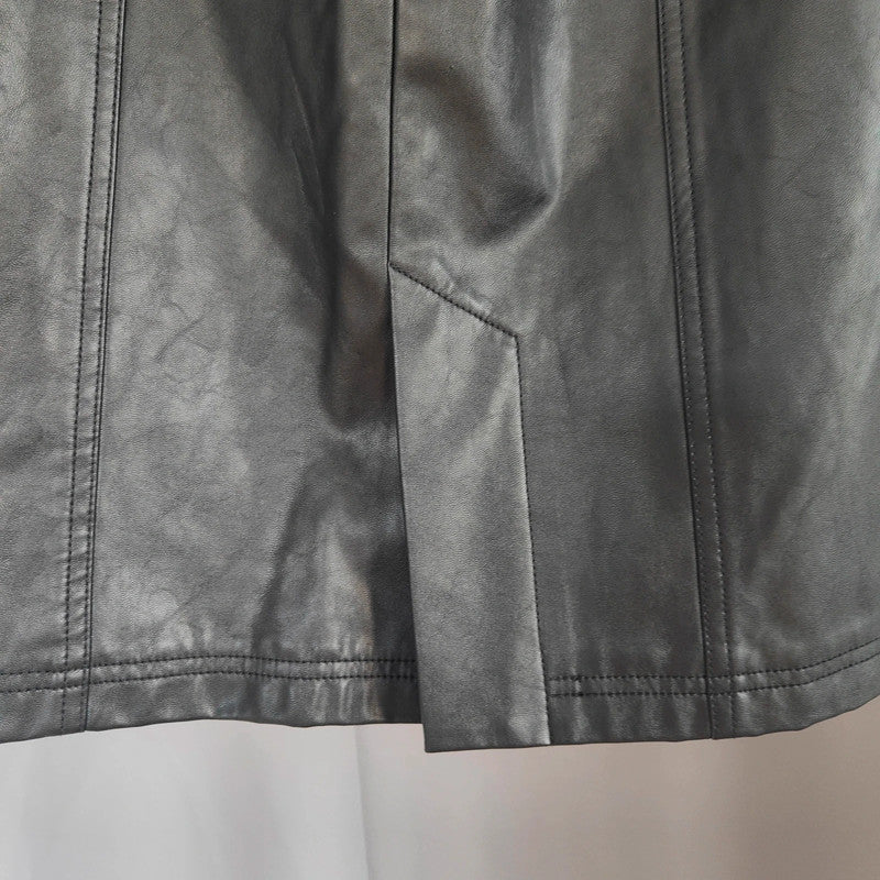 Roman Black Faux Leather Midi Pencil Skirt Size 14 Office Goth Chic