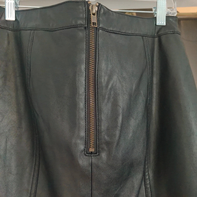 Roman Black Faux Leather Midi Pencil Skirt Size 14 Office Goth Chic