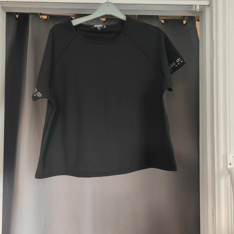 Missguided Plus Black Sports T-Shirt Size 18 Activewear Gym Top