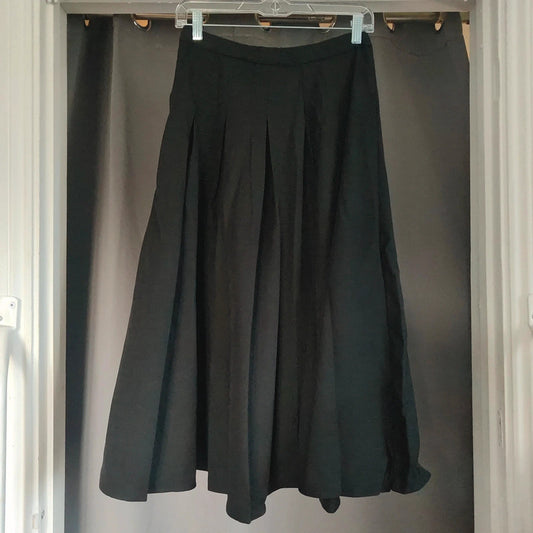 Black LAPA Pleated Midi Skirt Size M Dark Academia Goth A-Line