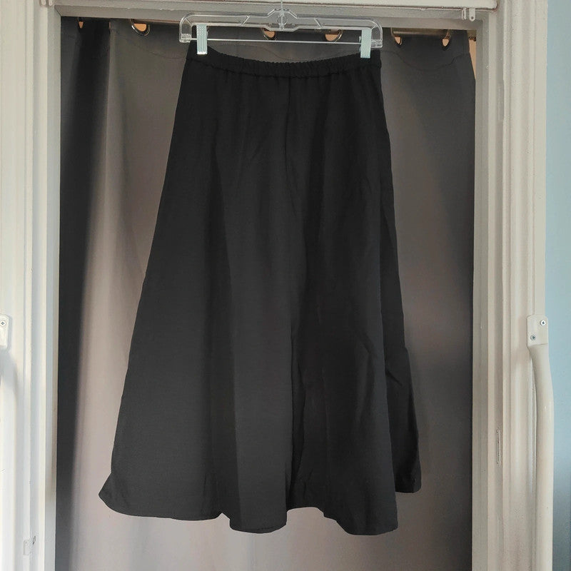 Black LAPA Pleated Midi Skirt Size M Dark Academia Goth A-Line