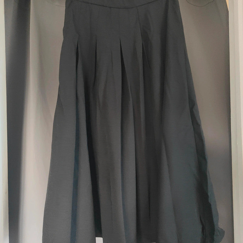 Black LAPA Pleated Midi Skirt Size M Dark Academia Goth A-Line