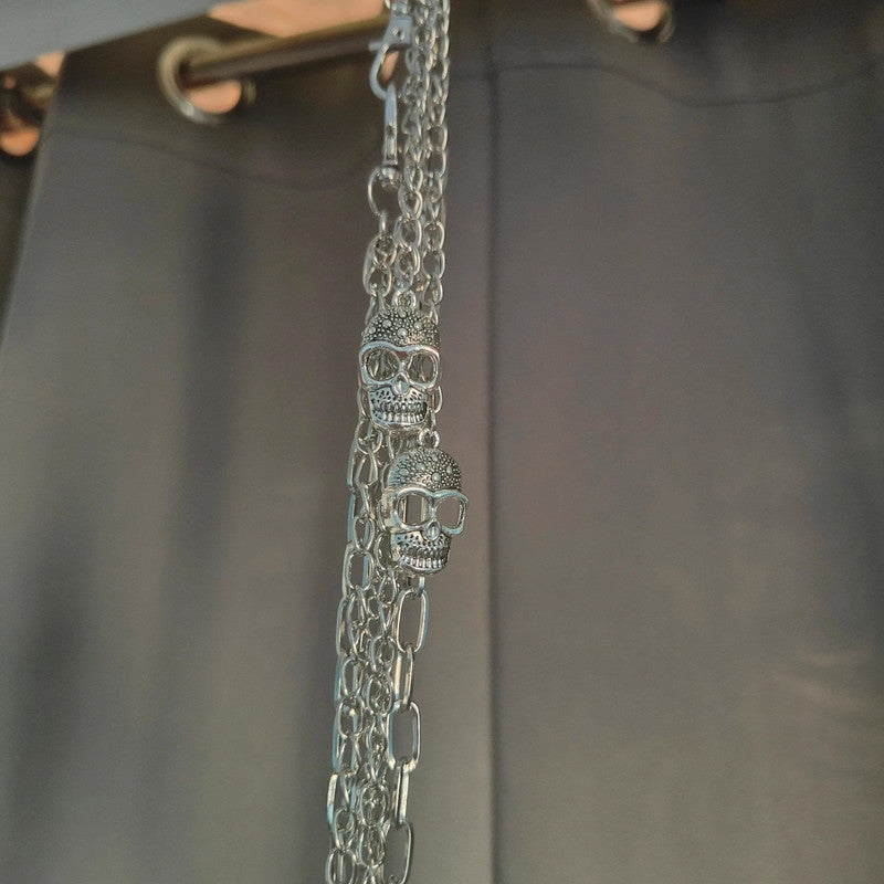 Silver Skull Multi Layer Trousers Chain Goth Alt Grunge