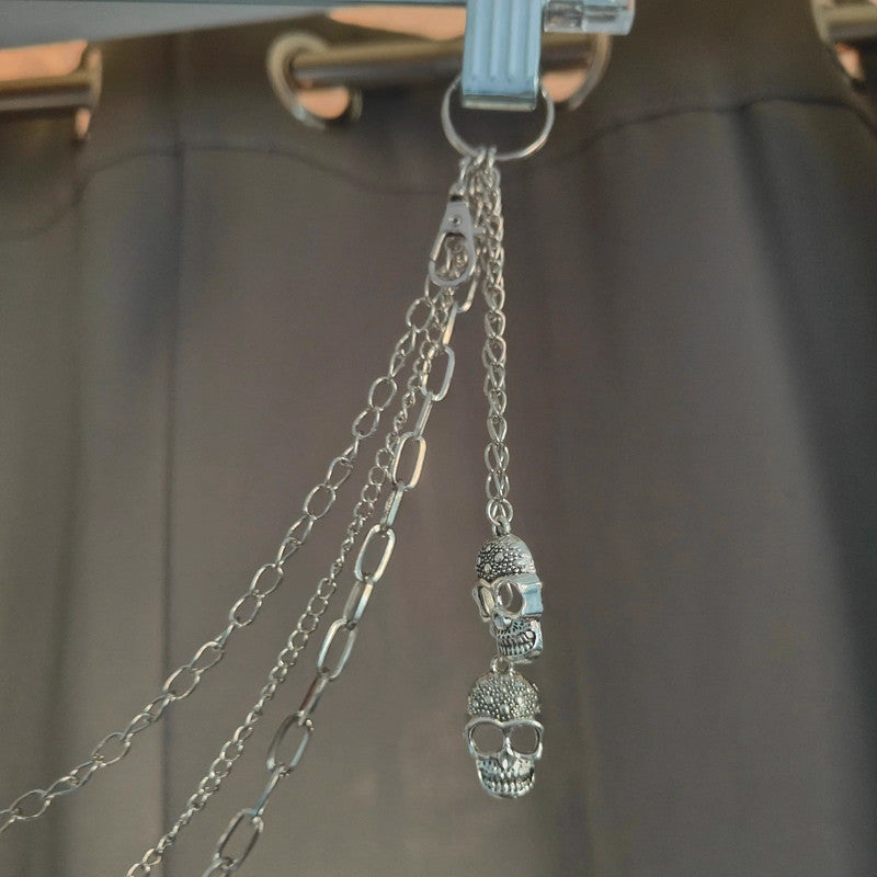 Silver Skull Multi Layer Trousers Chain Goth Alt Grunge