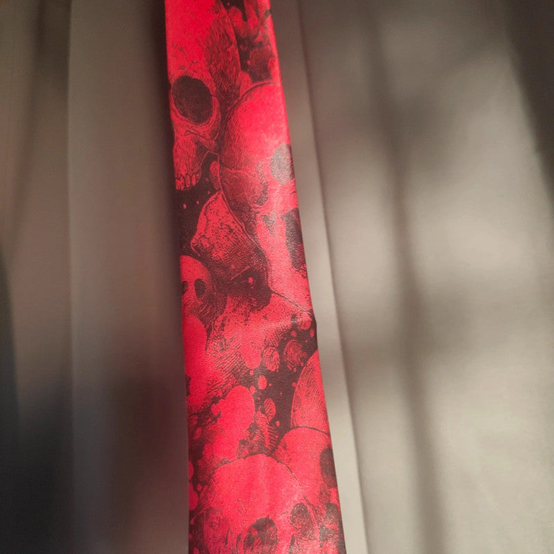Red Skull Gothic Grunge Alt Patterned Tie