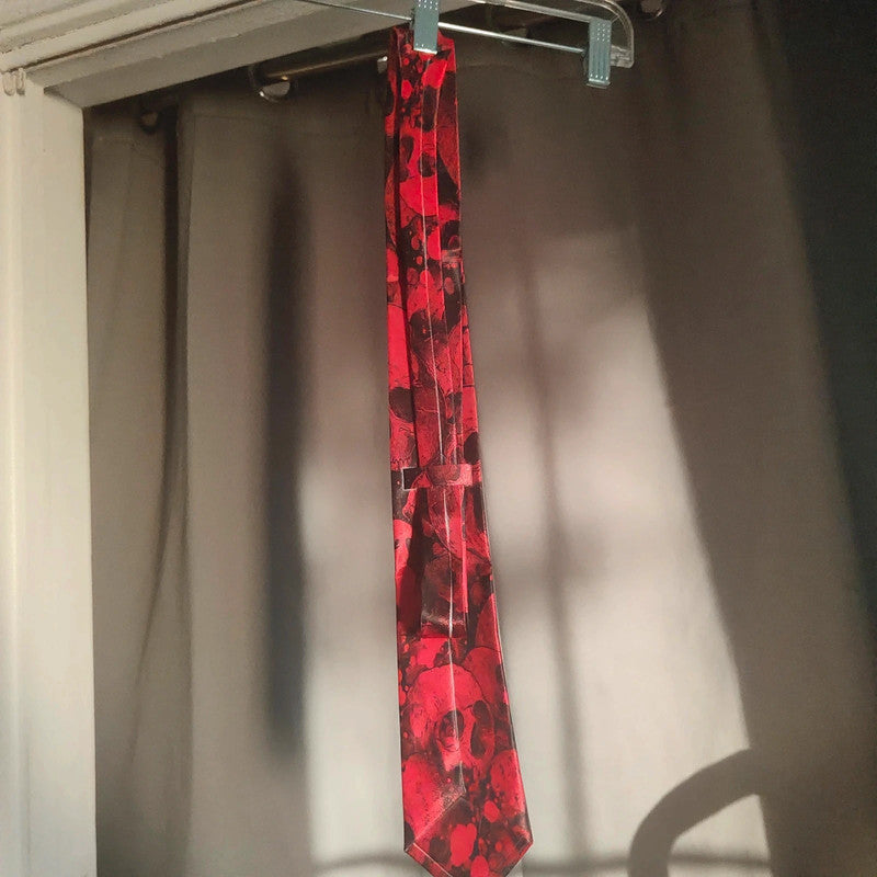 Red Skull Gothic Grunge Alt Patterned Tie