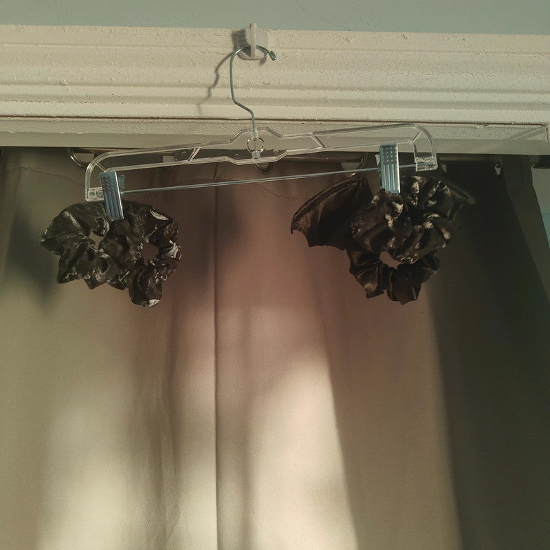 black bat and skull hair scrunchies alt grunge goth bundle
