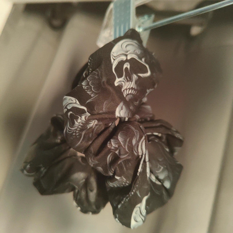 black bat and skull hair scrunchies alt grunge goth bundle