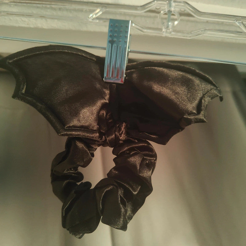 black bat and skull hair scrunchies alt grunge goth bundle