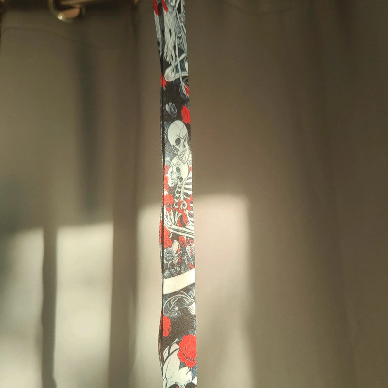 Skull and Rose Pattern Lanyard Alt Goth Grunge Accessory