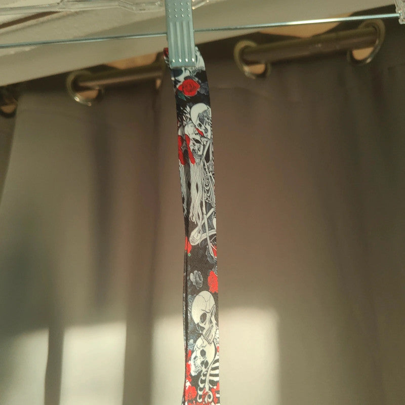 Skull and Rose Pattern Lanyard Alt Goth Grunge Accessory