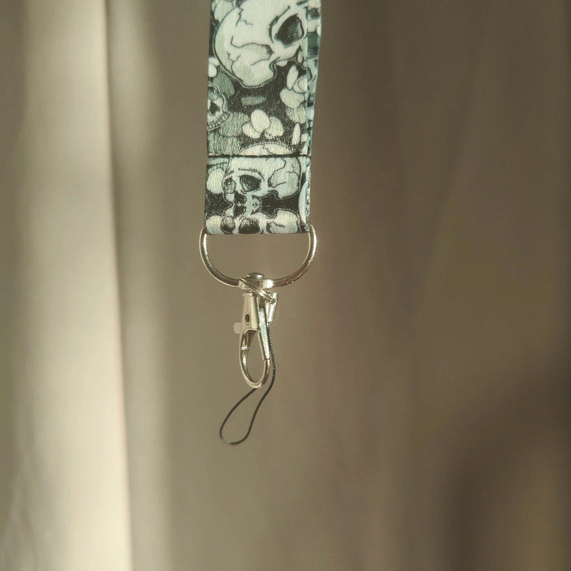 black and white skull print lanyard alt goth grunge accessory