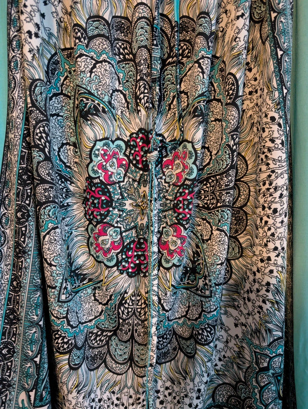 Fra-ita Turquoise Boho Paisley Mandala Beaded Maxi Skirt / Strapless Dress
