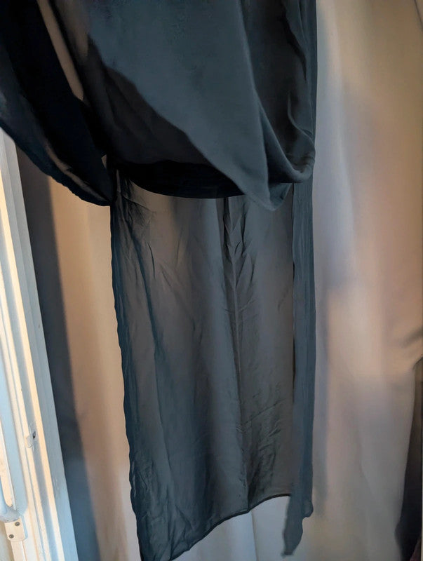 H&amp;M Divided Black Sheer Chiffon Maxi Skirt Mini Lining Size UK 8