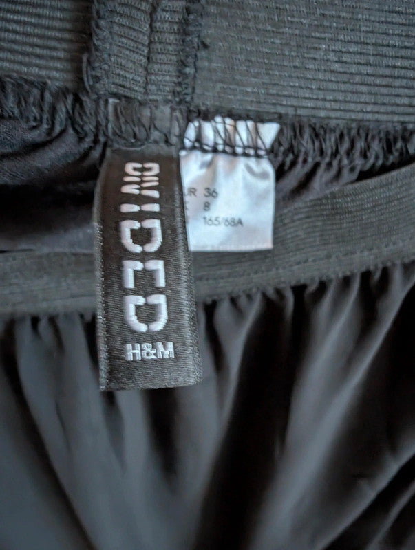 H&amp;M Divided Black Sheer Chiffon Maxi Skirt Mini Lining Size UK 8