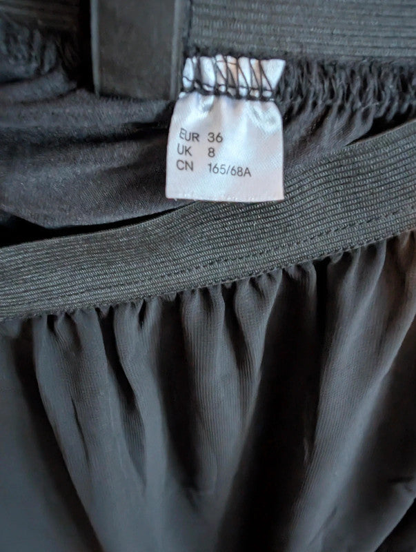 H&amp;M Divided Black Sheer Chiffon Maxi Skirt Mini Lining Size UK 8
