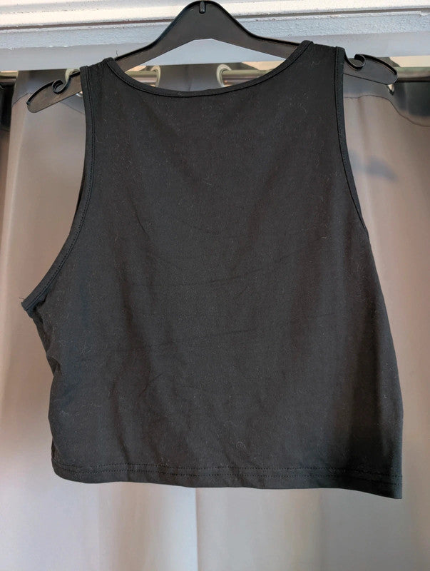 Unbranded Black Skeleton Rib Cage Print Vest Crop Top Size XL