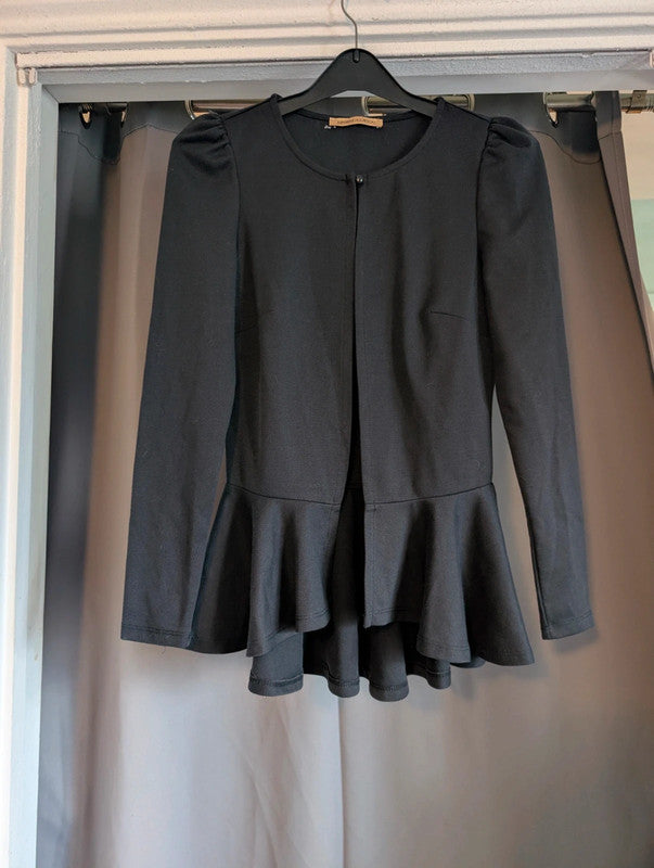 Barbara Hulanicki For George Black Peplum Jacket Blazer UK 8