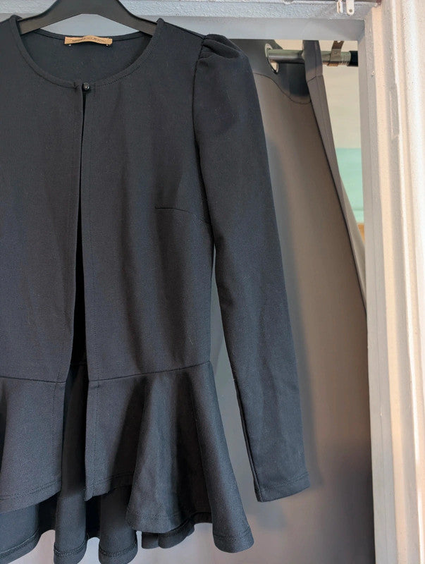 Barbara Hulanicki For George Black Peplum Jacket Blazer UK 8
